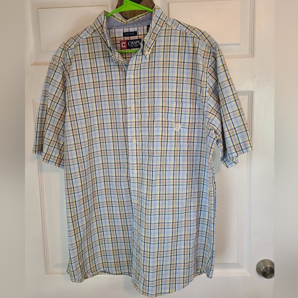(991) Chaps Men's Classic Short Sleeve Button Down Shirt, Size: Large Checkered - Picture 2 of 14